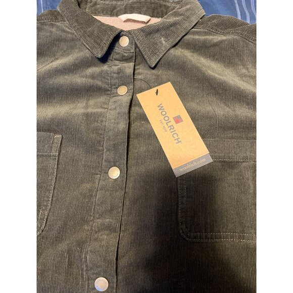 NWT Woolrich Womens 2XL Green Corduroy Sherpa Lined Chore Jacket Button Closure - Picture 3 of 8